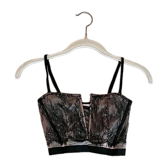 Victoria’s Secret Tops - Victoria's Secret Corset Top Sz S Black Mesh Lace Lined Whimsigoth Fairy Grunge